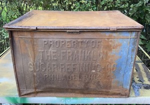 Antique-1900-s-Franklin-Sugar-Refining-Co-Store-DISPLAY-TIN-BOX-BIN-11387