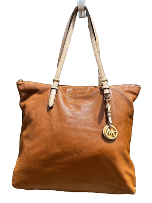 Michael Kors Purse Tan Leather Shoulder Bag Large Branded Feet 