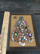Vintage Jewelry Tree Small Framed Handmade 7.5 X 5.5 Art 