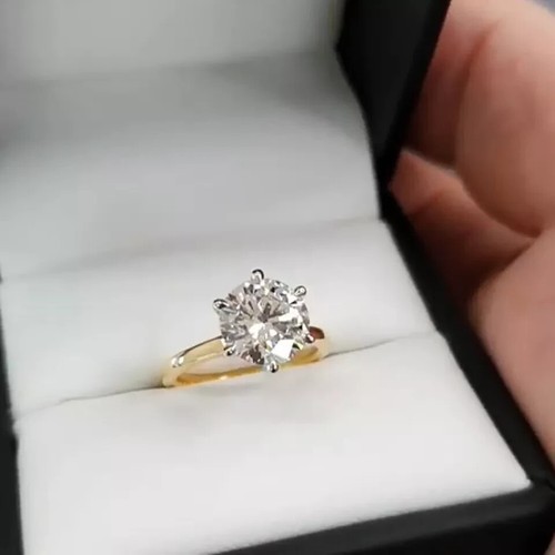 1Ct Round-Cut Cut VS1/G Certified Lab Grown Diamond Wedding Ring 14k Yellow Gold - Picture 2 of 7