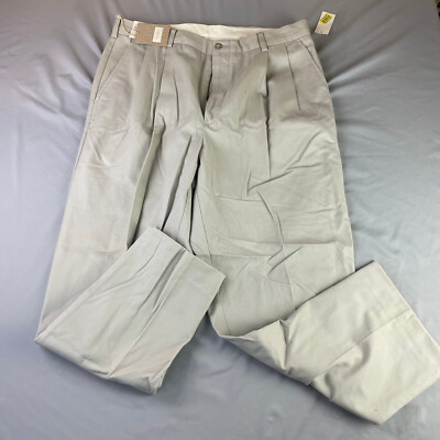 TURNBURY Mens 36x30 Beige Pleated Straight Leg Casual Comfort Work Dress Pants
