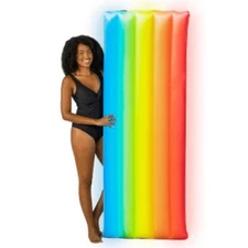 Pool Candy 74" Rainbow Haze Deluxe Light-Up Pool Raft Float Swimming Outdoor Toy