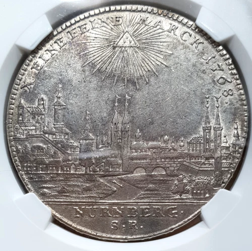 NGC Nurnberg 1768 AU 53 1 Thaler Silver City View Coin Germany Very Rare