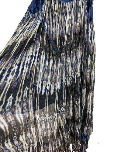 Free People Freyja Blue Maxi Dress Size Small - 4 Boho Pleated Strappy V Neck - Picture 16 of 20