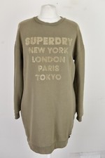 SUPERDRY Beige Crewneck Jumper size Uk 12 Womens Long Outdoors Outerwear
