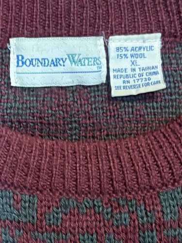 Boundary Waters Knit Sweater Men's XL Burgundy Gray Geometric - Picture 3 of 7
