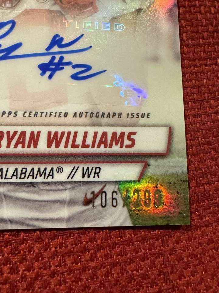 2024 Bowman Chrome U Football RYAN WILLIAMS Auto 1st Card Alabama