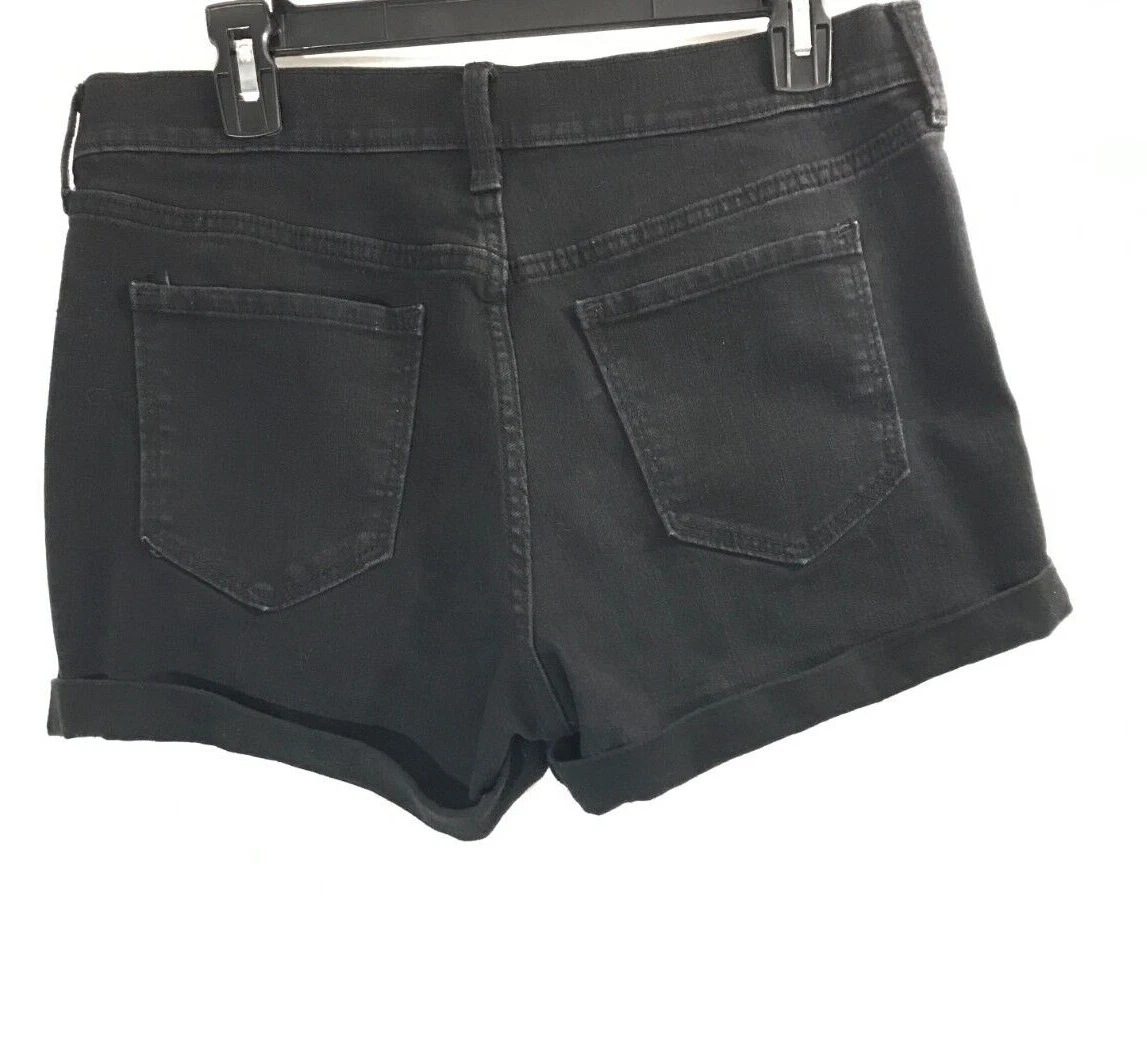 Old Navy Women s Shorts Black 10 Boyfriend Roll up Stretch Ripped Casual Ladies