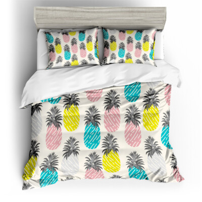 3D Pineapple Color Simple Quilt Cover Set Bedding Sets Pillowcases 64