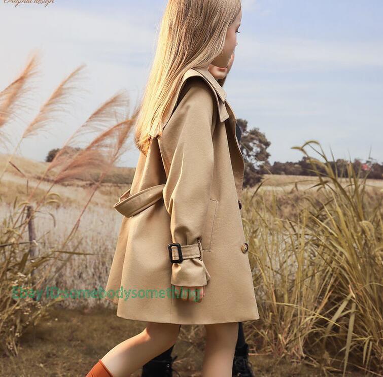 New Spring/Fall Kids Children Casual Jacket Girls Long Trench