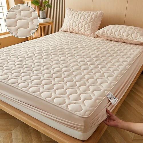 Reine Baumwolle Weich Gesteppt Matratzenbezug Antibakteriell Bettauflage Bett Spannbettlaken - Bild 31 von 43