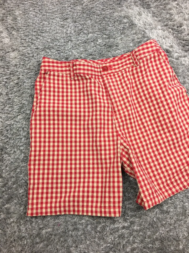 Pantalones Cortos Chinos Ciervo Blanco A Cuadros Mujer Talla 10 Damas Rojo Off White Estampado Foto 3 de 4