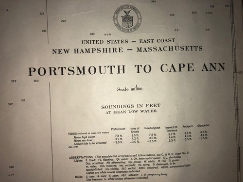NOAA 1941 Beautiful Original!! Portsmouth NH to Cape Ann MA Gulf of Maine 1206 - Picture 6 of 12