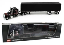 DCP 1:64 *BLACK & RED* Peterbilt 359 63" Mid-roof & Utility ROLL TARP TRAILER