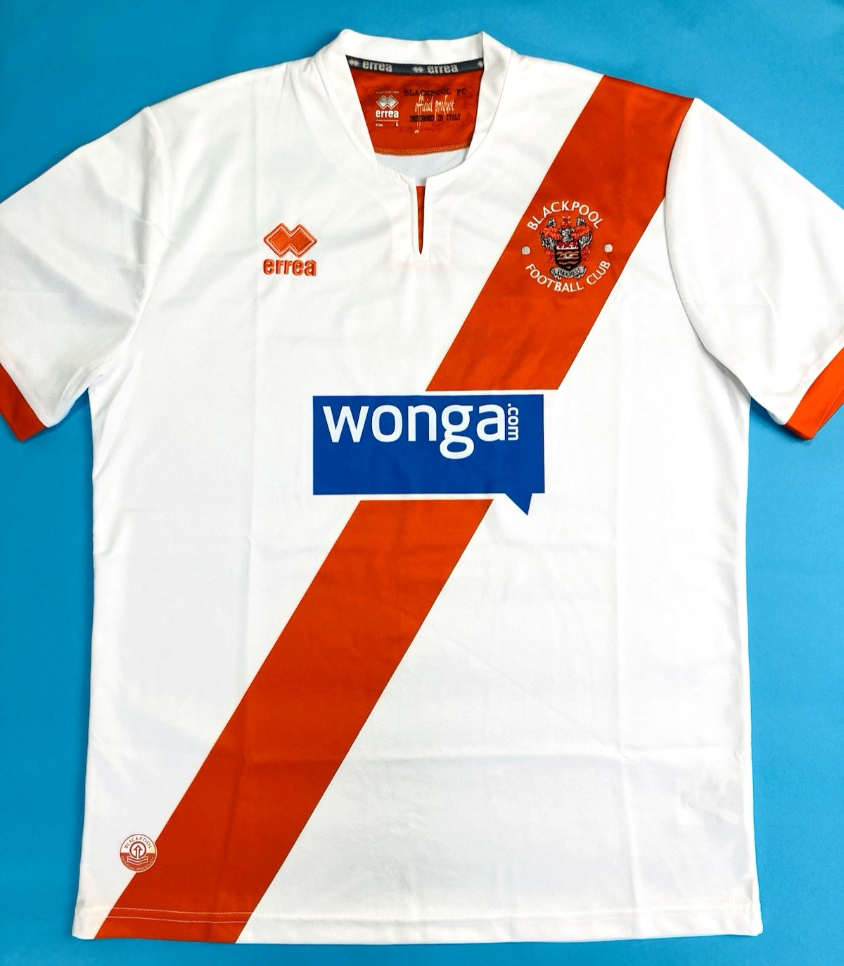 Errea BLACKPOOL FC 2013/15 L Away Football Shirt Soccer Jersey Top Kit Seasiders