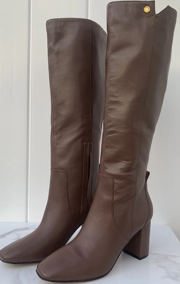 COLE HAAN Leather Chrystie Tall Chestnut Brown Knee High Boots Women's Size 5.5 - Изображение 3 из 4