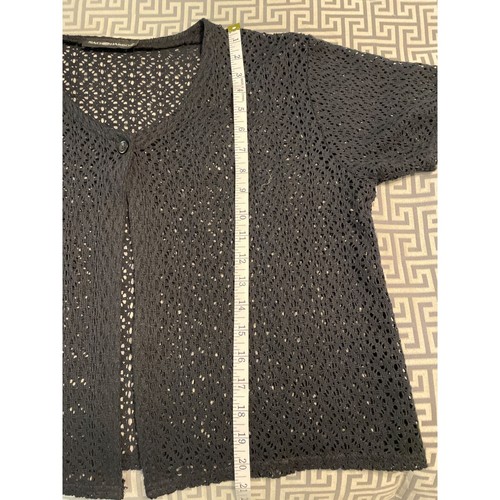 SAG Harbor Black Knit Short Sleeved Cardigan Sweater - Picture 7 of 8