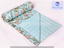 Indian Handmade Quilt Vintage Kantha Bedspread Throw Cotton Blanket Queen Gudari