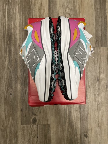 New Balance Heritage Golf Shoes Mens Size 9 MG100WPK White Pink Teal NEW - Picture 6 of 7