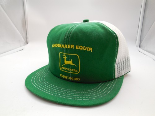E5 Vintage Shoemaker Tractor Clinton  Mo  Hat, John Deere Green White Mesh - Picture 1 of 5
