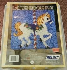 Vintage National Yarn Crafts Carousel Horse Latch Hook Kit P462 Sealed Box