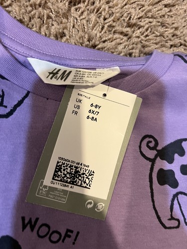 H&M Unisex Purple Dog T Shirt Size 6x/7 NWT - Picture 3 of 3