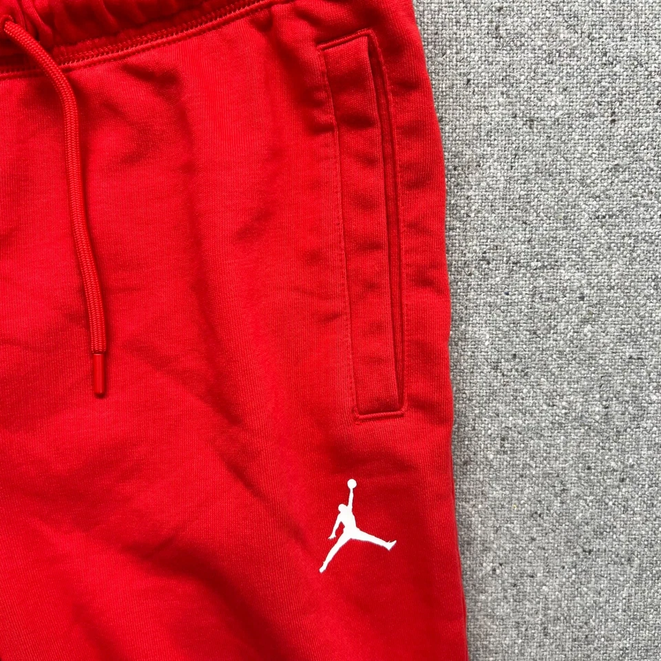 Calça jogger Nike Air Jordan masculina média vermelha branca lã cônica - Imagem 2 de 4