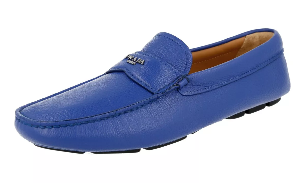 LUXURY PRADA LOGO SLIPPER DRIVING SHOES 2DD165 BLUE NEW US 7 EU 40 40 5