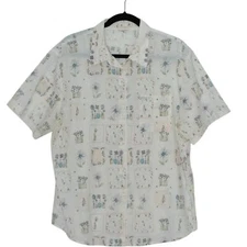 Vintage Cottagecore Relaxed Fit Cotton Button Up Shirt with Floral Pattern