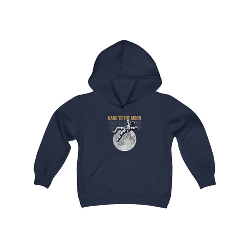 Astronaut Hanging on the Moon Youth Heavy Blend Hooded Sweatshirt - Picture 24 of 33