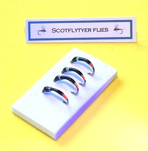 4 X Scotflytyer UV Fire Orange Hotspot Vicar's Buzzers (Size 14 B110 Hook)