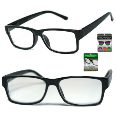 Retro Square Frame Progressive Reading Glasses 3 Power Strengths in 1 Reader