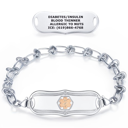 Divoti Rose Gold Signature Custom Engraved Medical Alert ID Bracelet for Woman - Picture 20 of 20
