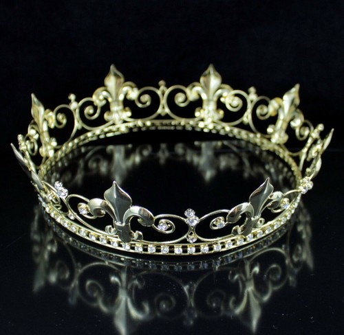 Medieval Theater King's Gold Metal Crown Fleur-De-Lis Men's Hair Accessory H910 - Picture 3 of 5