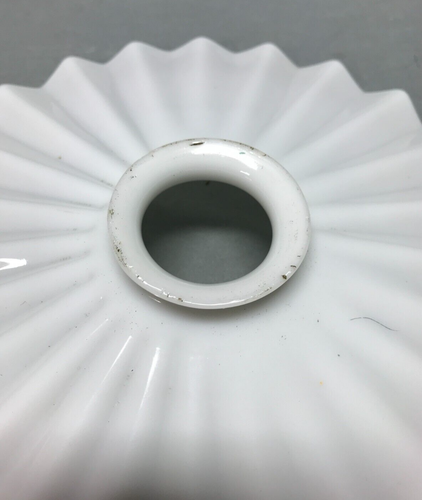 Vintage Brass Pendant Light Fixture 10" Ruffled Milk Glass Shade Old 1236-24B - Picture 14 of 19