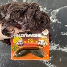 Vintage 1970s Wig and Moustache Disguise Brunette 1970s Deadstock Ben Cooper
