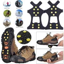 10 Studs Ice Climbing Crampons Snow Grips Anti Slip Shoe Boot Cleats Spikes US