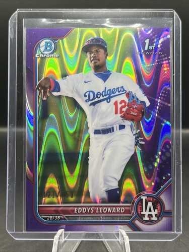 2023 Bowman Chrome - EDDYS LEONARD BOWMAN 1ST PURPLE RAYWAVE /250 #BCP-57 - Foto 2 di 3