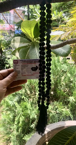 LABORZERTIFIZIERT 5 Mukhi RUDRAKSHA Schwarz Rudraksh Mala ROSENKRANZ 108+1 Ge... - Bild 7 von 9