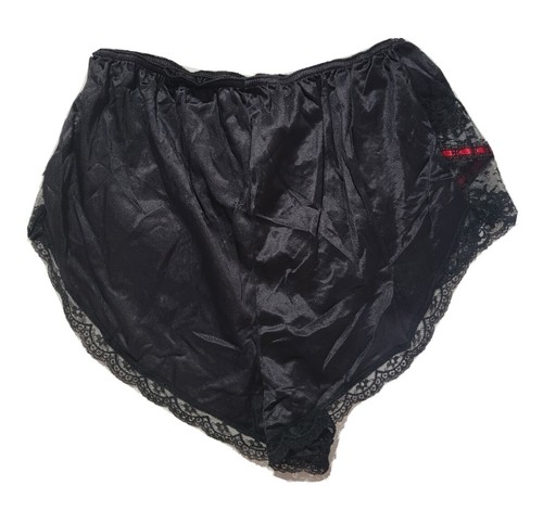 Vintage JC Penny Glossy Black Sheer Lace 2 Pc. Night Gown Top Panties Size Med - Picture 12 of 16