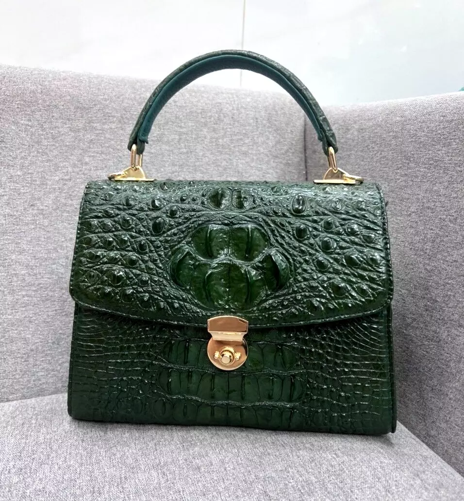 Crocodile Pattern Women Fashion Handbags and Purses Ladies Top Handle Purse  Genuine Leather Satchel Shoulder Tote Bag