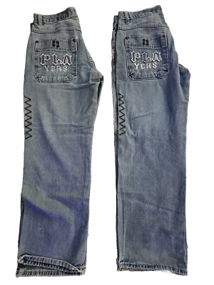 Vintage Y2K Players 69 Blue BAGGIE Pants Sz 32 32x32 SKATER GRUNGE