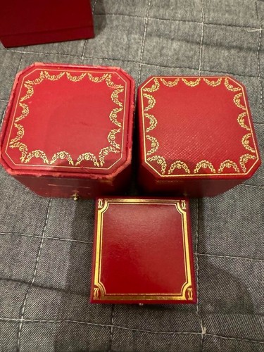 Lot of 3- Vintage CARTIER Genuine jewelryEmpty Box RED Storage Case Bulk sale - Picture 6 of 6