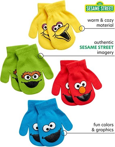 Sesame Street Boys Mitten Set – Elmo, Cookie Monster, Big Bird, Oscar Age 2-4T - Picture 6 of 7