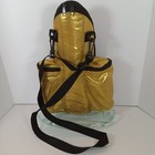 Gold Lame' Wine Backpack Holder Pic Nic with (2) Glasses Insulated 14" X 9"