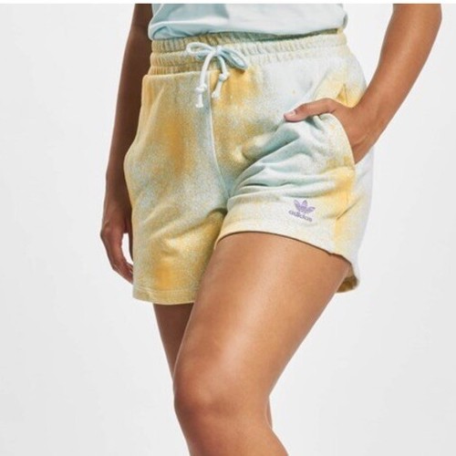 Adidas Bf Aop Shorts Originals Almost Blue/Hazy Ora Womens Medium Size - Picture 4 of 10