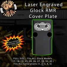 Airborne Jump Wings- Laser Engraved RMR Cover Plate for Glock 19 17 23