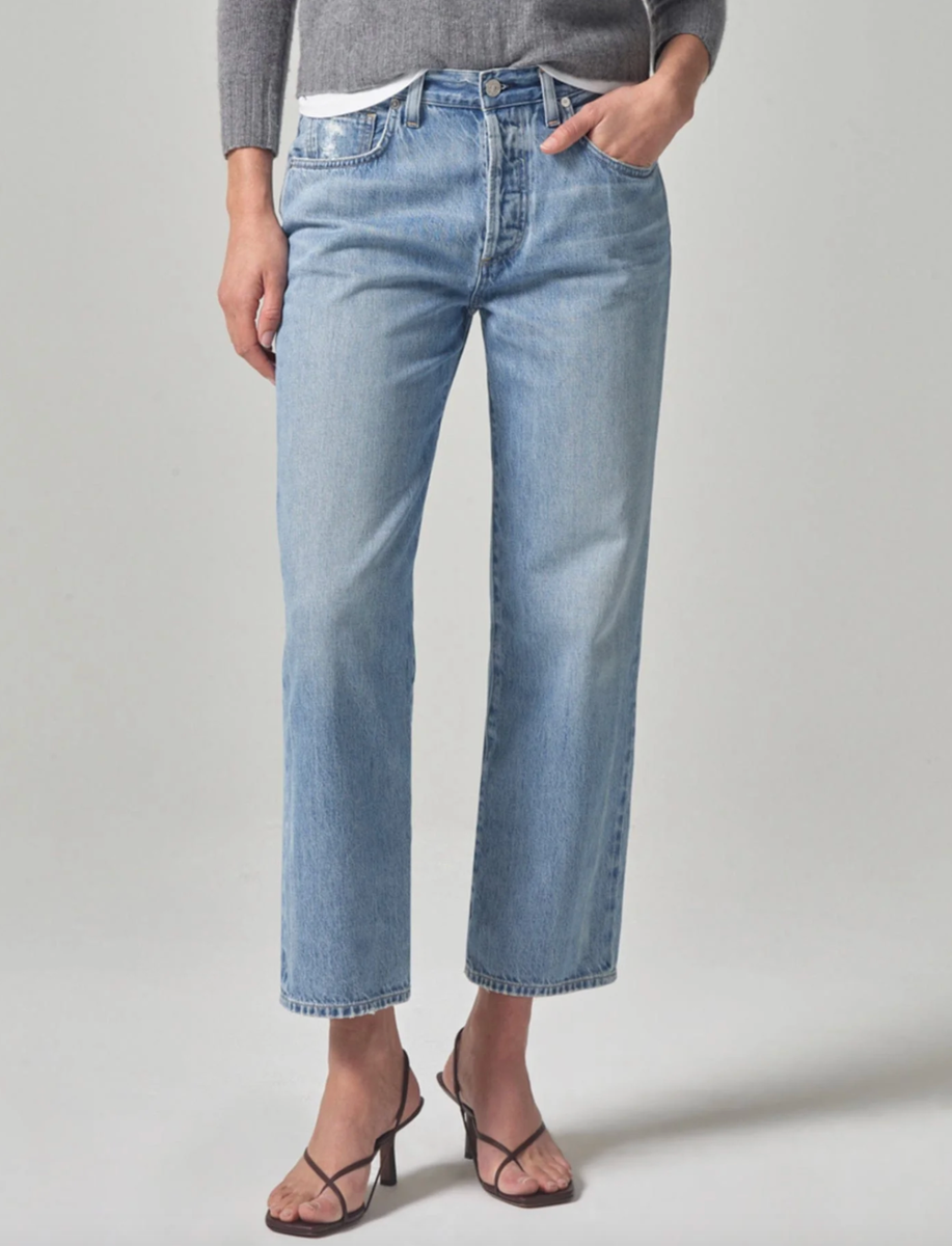 【関税込み】Citizens of Humanity ブルー Emery ジーンズ Emery cropped straight-leg jeans in blue - Citizens Of