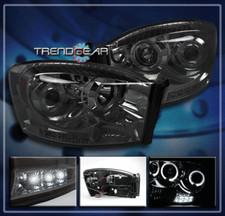 For 2006-2009 Ram Halo Led Projector Headlights Smoke 2007 2008 1500 2500 3500