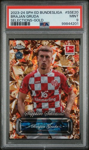 BRAJAN GRUDA 2023 Topps Chrome Bundesliga Sapphire Selections GOLD /50 * PSA 9